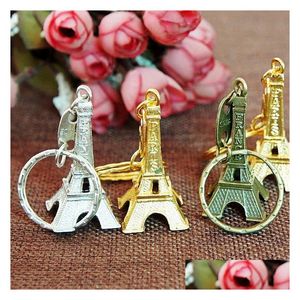 Keychains Lanyards Eiffel Tower Keychain 3 Color Creative Souvenirs Pendant Vintage Key Ring Gifts Retro Classic Home Decoration D Dhcqg