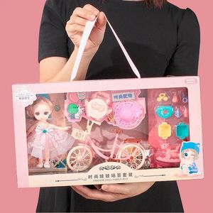 Toys BJD Doll för flickor gåvor Princess Bag Pet Shop Cykel Joint Movely Full Set Diy Toy Children S Birthday Christmas 231228