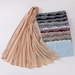 Schals Muslim bestickte Gaze langen Schal Frauen arabischen Hijab Malaysia Chiffon weichen gemütlichen Turban