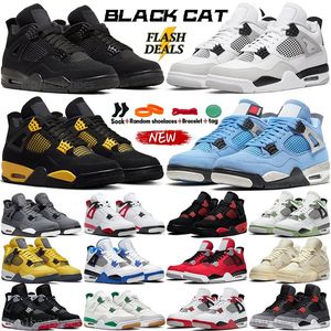 4 Jumpman 4 4s Black Cat Shoes Полночь Темно-синий Военный Синий Черный Огненно-Красный Красный Синий Гром Холодный Серый Металлик Освещение Белый Цемент Bred Oreo Pure Money Морская Пена