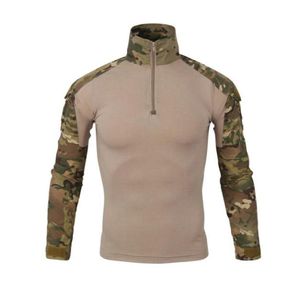 Männer Tactical Combat Shirt Camouflage Langarm Reißverschluss Casual Jagd Angeln Radfahren Tops Kleidung Outwear Sport Paintball Airso4691884