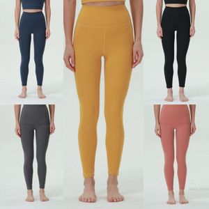 Align Lu Lady Pantaloni da yoga stretti nudi Pantaloni da allenamento fitness Leggings da allenamento ad alta elasticità Sollevamento glutei Pantaloni da yoga Lunghezza lunga Scrunch senza cuciture Ladys