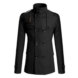 Vintage Men's Winter Warm Trench Coats Double Breasted Stand Collar Jackets Overcoat Outwear Windbreaker Tops For Man 231228