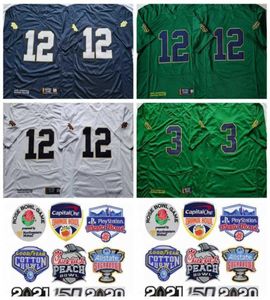 College 12 Tyler Buchner 3 Joe Montana Jerseys University Football Green White Navy Blue Away All Stitched For Sport Fans High2602726