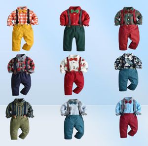 9 Styles pojkar kläduppsättning klänningskjorta med bowtie suspender pants barn kläder set outfits spårdräkter 3m6y boutique3172292