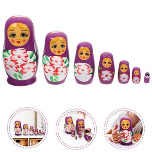 7 Kat Matryoshka Çocuk Kitleri Ahşap Açık Çocuk Oyuncak Süsleme Bebek Yapma Çocuklar El Sanatları Rus El Yapımı Oyma Seti 231229