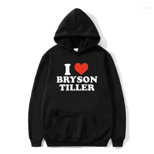 Мужские толстовки с капюшоном I Love Bryson Tiller с графическим рисунком для мужчин и женщин в стиле хип-хоп, рэп, спортивный костюм большого размера, мужская флисовая хлопковая толстовка с капюшоном, модная уличная одежда