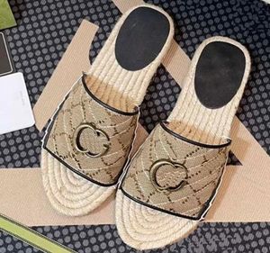 Retro Hausschuhe Slide Sandalen Schuhe Jugend Damen Woven Grass Slip On Flats Sandal Slides Outdoor Casual Sport Flip Flops Sneakers