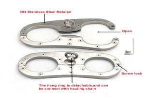 Latest Stainless Steel Bondage Cangue Fix Handcuffs Detachable Hang Ring Metal Wrist Cuffs Restraint Pillory Adult Sex Toy For Mal2912070