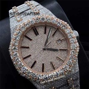 Автоматические механические часы Top type VVS Moissanite часы Iced Out 2023 Лучшее новое качество в корпусе из розового золота, автоматический тест