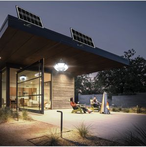 Doppelkopf Solaranhänger Licht im Freien mit Bewegungsdetektor LED Super helle Solarschuhe Lichter 5 Modi Garagenlampe für Garten