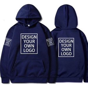 Hoodies personalizados DIY Texto Imagem Imprimir Roupas de Alta Qualidade Personalizado Esporte Casual Moletom Tamanho S-3XL 231229