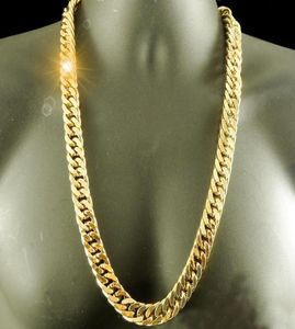 24K Real YELLOW GOLD FINISH SOLID HEAVY 11MM XL MIAMI CUBAN CURN LINK NECKLACE CHAIN Packaged Unconditional Lif3103089