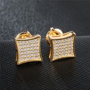 Nova chegada dos homens zircônia cúbica diamante brincos moda masculina jóias hip hop cobre ouro preenchido cz brincos jóias297e