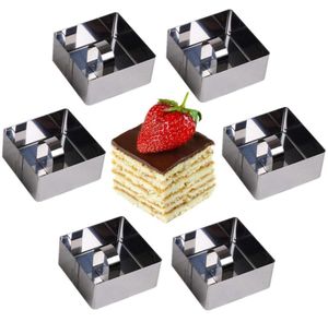 Square 6pcsset Stainless Steel Cooking Rings Dessert Rings Mini Cake and Mousse Ring Mould Set with Pusher15989585587329