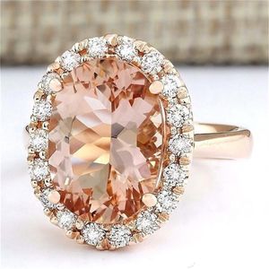 14K Gül Kapatlı Kadınlar Elmas Yüzük Taş Şampanya Topaz Elmaslar Bizuteria Altın Gümüş Mücevher Taş 201218253W