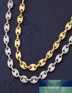 Mens Hip Hop Button Chain Halsband Kaffebönkedja smycken 8mm 18 tum 22 tum guldlänk för män kvinnor uttalande halsband gåva2055286