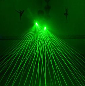 Green Red Laser Glove med 4st 532nm 80MW LED -lasrar Ljusdanssteg Lysande palmlampor för DJ Club KTV Show Gloves2915148