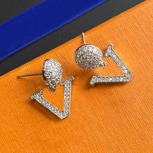 Diamond Drop Designer Stud Men Women Brand Letter Earrings Design 925 Silver Stainless Steel High Quality Charm Crystal Pearl Tassel Earring Birthday Jewelry