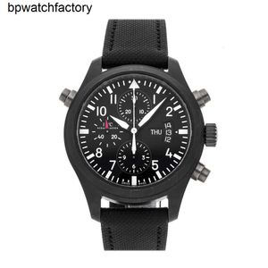 Iwcity Watch Designer Classical Men Pilot Pilot's Podwójny chronograf Limited Edition Ceramic Auto 44 mm Mens