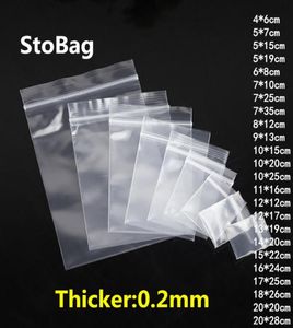 StoBag 100 шт. Толстые прозрачные пластиковые пакеты с замком-молнией Ювелирные изделия Еда Подарочная упаковка Сумка для хранения Многоразовая полиэтиленовая печать на заказ 2010216807758