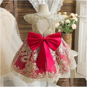 Mädchen Kleider Party Prinzessin Kleid Für Blume Baby Mädchen 1. Geburtstag Rotes Ballkleid 0-24 Mt Säuglingsbowknot Weihnachten Flauschigen Drop Lieferung Dhoha