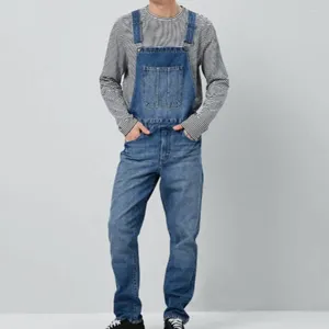 Herren-Jeans, Denim-Latzhose, atmungsaktiver Herren-Overall mit Hosenträger, lange Hose für nicht verblassende, einfarbige Farbe