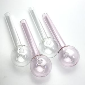 Tubo per bruciatore a olio in vetro con ciotola grande da 7 pollici e 50 mm con tubi per fumatori in vetro Pyrex spesso colorato rosa trasparente