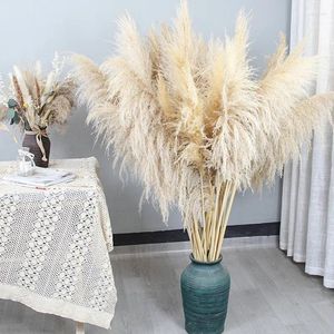 Dekorativa blommor 10 st naturliga pampas gräsdekor torr hög falska pompa blommor stora konstgjorda pompous för golvvasfyllare hem boho