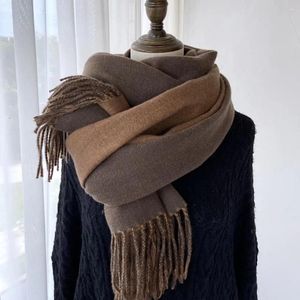 Scarves Winter Scarf Double-Sided Solid Color Unisex With Tassel Soft Comfortable Warm For Cold Weather