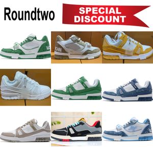 Envío gratis a EE. UU. Reino Unido Europa Diseñador Hombres Zapatos casuales Denim Virgil Trainer Sneaker Low para hombres y mujeres Zapatos deportivos en relieve