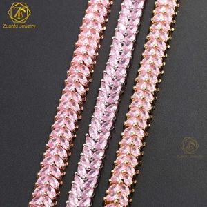 Nova corrente de tênis em formato de pêra rosa vvs moissanite 925 prata esterlina ouro 8mm pulseira de colar de tênis