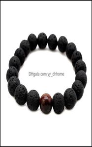 Beaded Strands Bracelets Jewelry Fashion Men Lava Beads Black Volcanic Rock Tiger Eyes Energy Stone Handmade Buddha Prayer Beaded 5274429