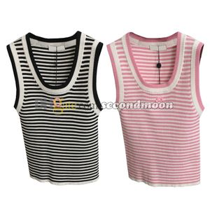 Canotte attillate sexy Top da donna con lettere ricamate gilet con scollo a U t-shirt sportiva con stampa a righe