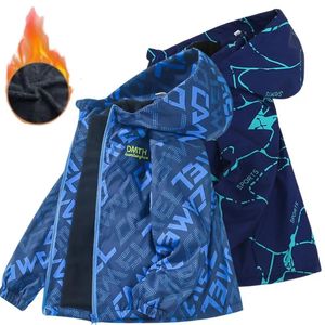 Boys Fashion Outdoor Jacket Thick Winter Waterproof Jackets For Kids Warm Clothes Autumn Boy's Windbreaker Hooded Coat 240108