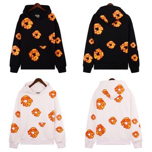 Off White Designer Hoodie Mens Denim Flame-print Casual Moletom Preto Moletons para Homens e Mulheres Correndo