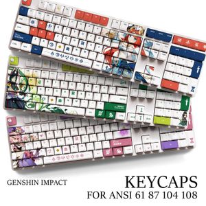 Genshin Impact Nahida Nilou PBT Material KeyCaps Set för ANSI 61 87 104 108 Keys Mekaniska tangentbord OEM -profil endast KeyCaps 231228