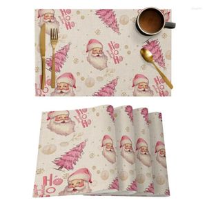 Masa Paspasları 4/6 PCS Noel Baba kar taneleri mutfak placemat Noel yemek ev dekor kase fincan mat