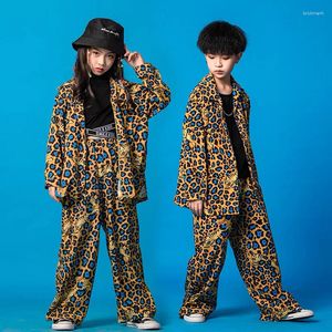 Abbigliamento da palcoscenico Moda Camicia leopardata Pantaloni Gilet Bambini Abiti da ballo Hip Hop Costumi da ballo per ragazze Ragazzi Jazz Dancewear Street Dance