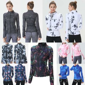Define Lady Yoga Outdoor Long Sleeve Coat Fitness Jackets Training Print Activewear Woman Stretch Sportswear Thin Clothes Stand Collar Lady