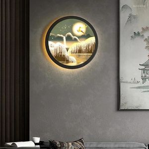 Wall Lamps Nordic Round Led Bedroom Bedside Lamp Balcony Aisle Living Room Background Decorative Painting