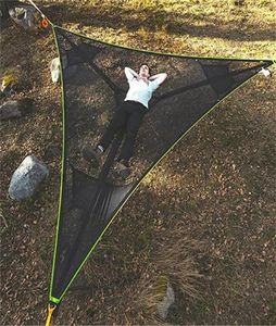 Camp Furniture Multiperson Hammock 3 Point Design Portable Multifunctional Triangle Aerial Mat for Camping Sleep8004489