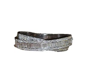 Rozmiar 6-10 ręcznie robiony gorąca sprzedaż luksusowa biżuteria 925 Srebrna srebrna księżniczka Cut White Topaz CZ Diamond Ring Kobiety Pierścień Weddna 9300266