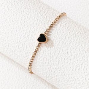 Bangle Huatang Korean Style Crystal Love Heart For Women Fashion Gold Color Alloy Justerbara metallarmband Party Jewelry 21059271i