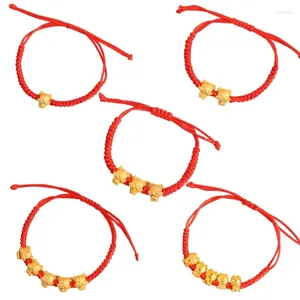Braccialetti con ciondoli Y1UB 5 pezzi Corde arrossamento regolabili Anno cinese Catene a forma di drago Gioielli alla moda Regalo per donne e ragazze