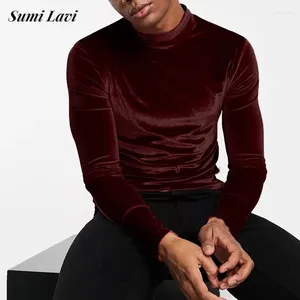 Men's T Shirts Autumn Mens Long Sleeve Velvet Bottoming Tops Winter Warm Fleece For Men Solid Color Turtleneck Slim Fit Pullover Male