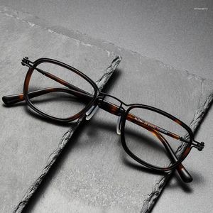 Okulary przeciwsłoneczne ramy vintage octan tytanowe okulary ramy mężczyzn Square krótkowzroczność recepta glasse kobiety retro optyczne luksusowe okulary okulary okulary