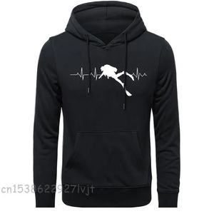 Mergulho coração bater presente mergulhador manga longa camisa streetwear s masculino puro premium algodão hoodies moletom 231229