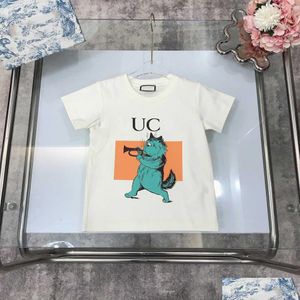 Camisetas 23ss designer marca menina menino puro algodão verão manga curta impressão t-shirt cor combinando colarinho redondo de alta qualidade garoto dhxmq