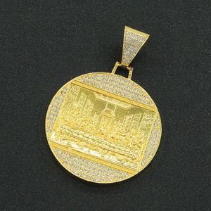 Kedjor Den sista kvällsmat Big Pendant Halsband Iced Out Bling Zircon Gold Color Jesus For Men Hip Hop Charm Jewelry Gift2370